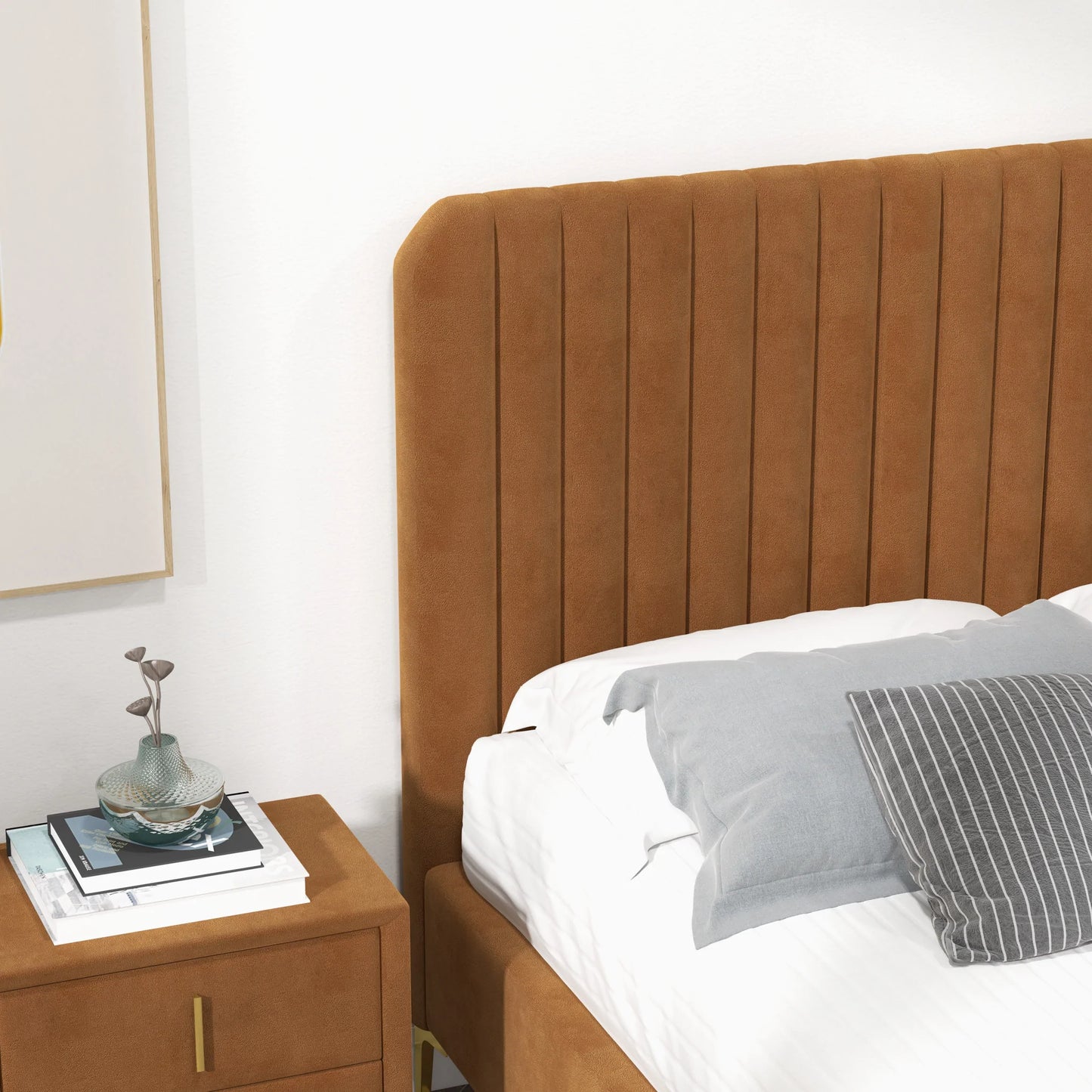 Angela Grey Velvet Platform Bed