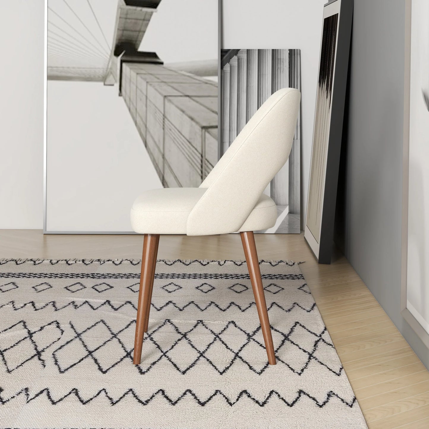 Ariana Modern Dining Chair (White Boucle)