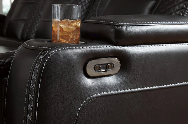 Party Time Midnight Power Reclining Loveseat with Console | 3700318