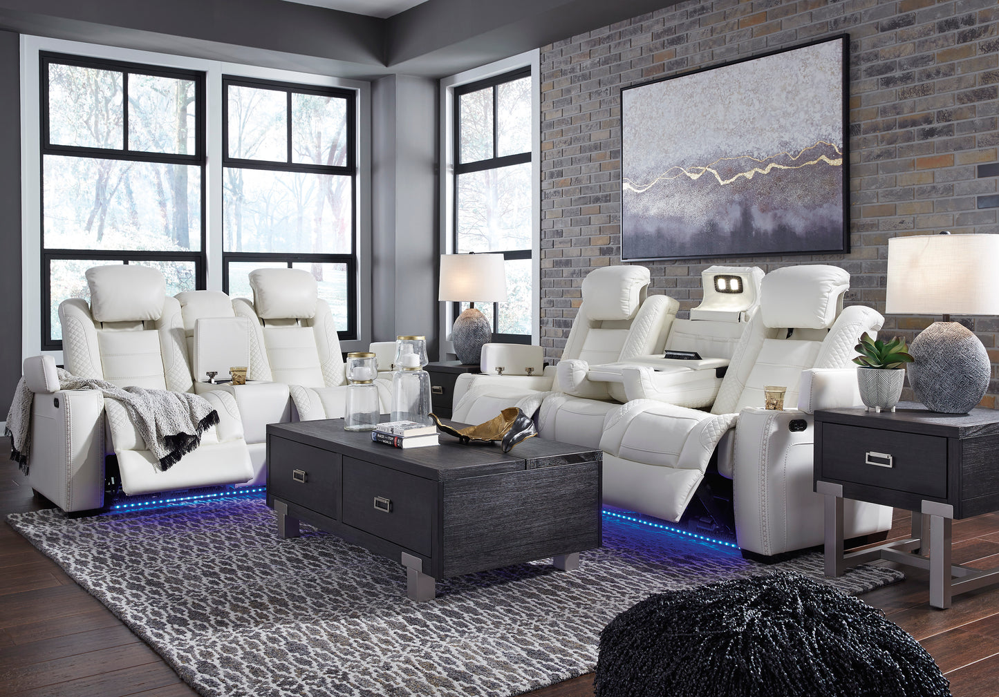 Party Time Power Reclining Sofa and Loveseat- PKG010437