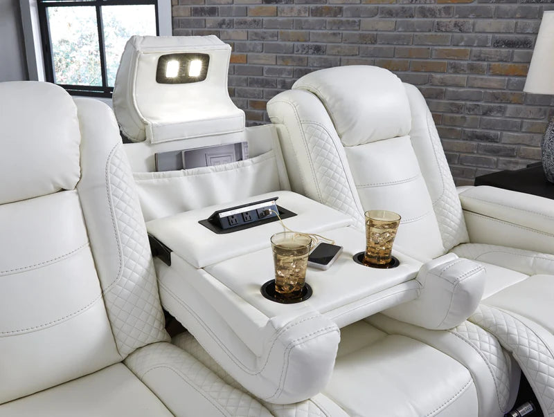 Party Time White Power Reclining Sofa | 3700415