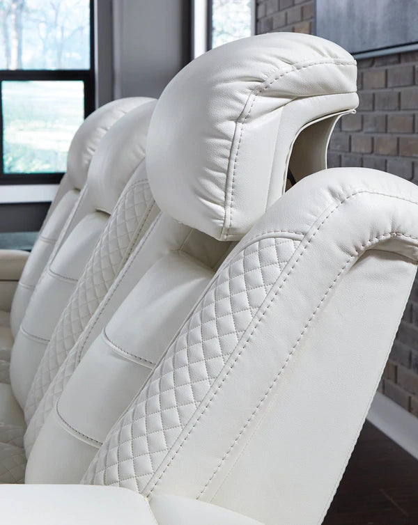 Party Time White Power Reclining Loveseat with Console | 3700418