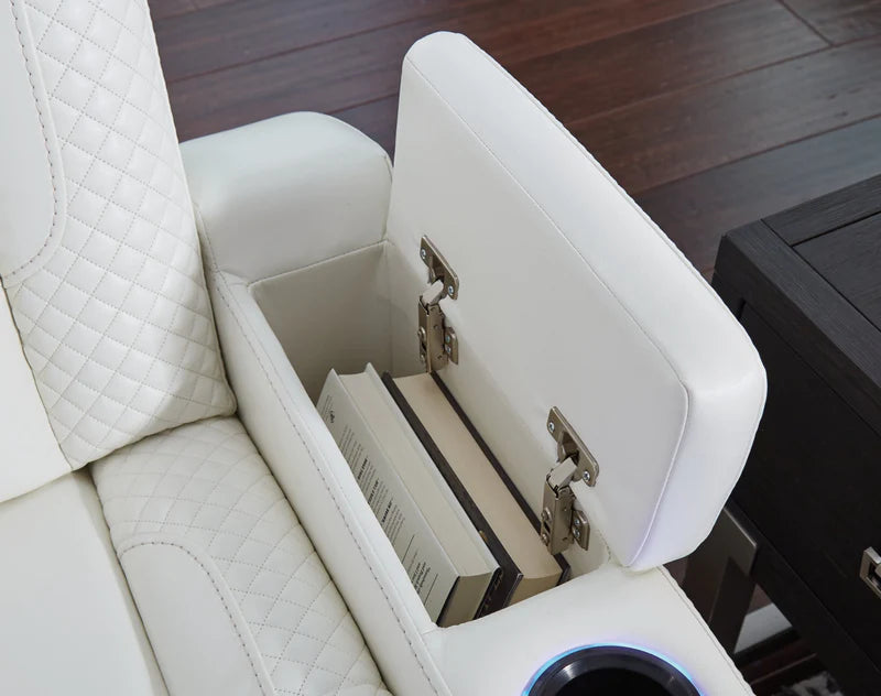 Party Time White Power Reclining Sofa | 3700415