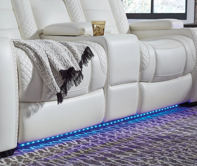 Party Time White Power Reclining Sofa | 3700415