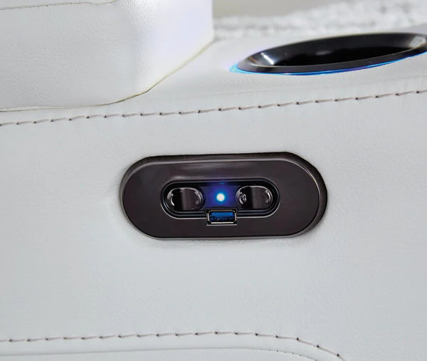 Party Time White Power Reclining Loveseat with Console | 3700418