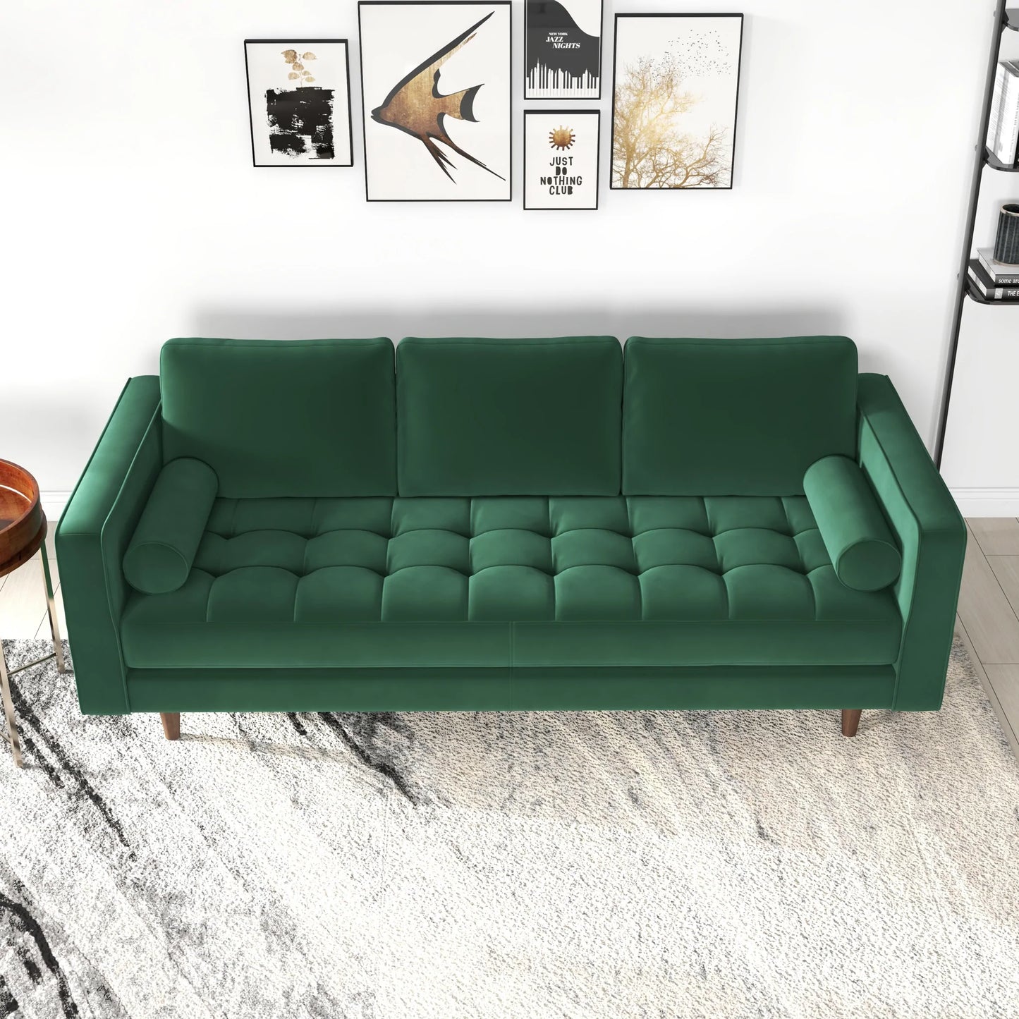 Tessa Dark Green Velvet Sofa 84"