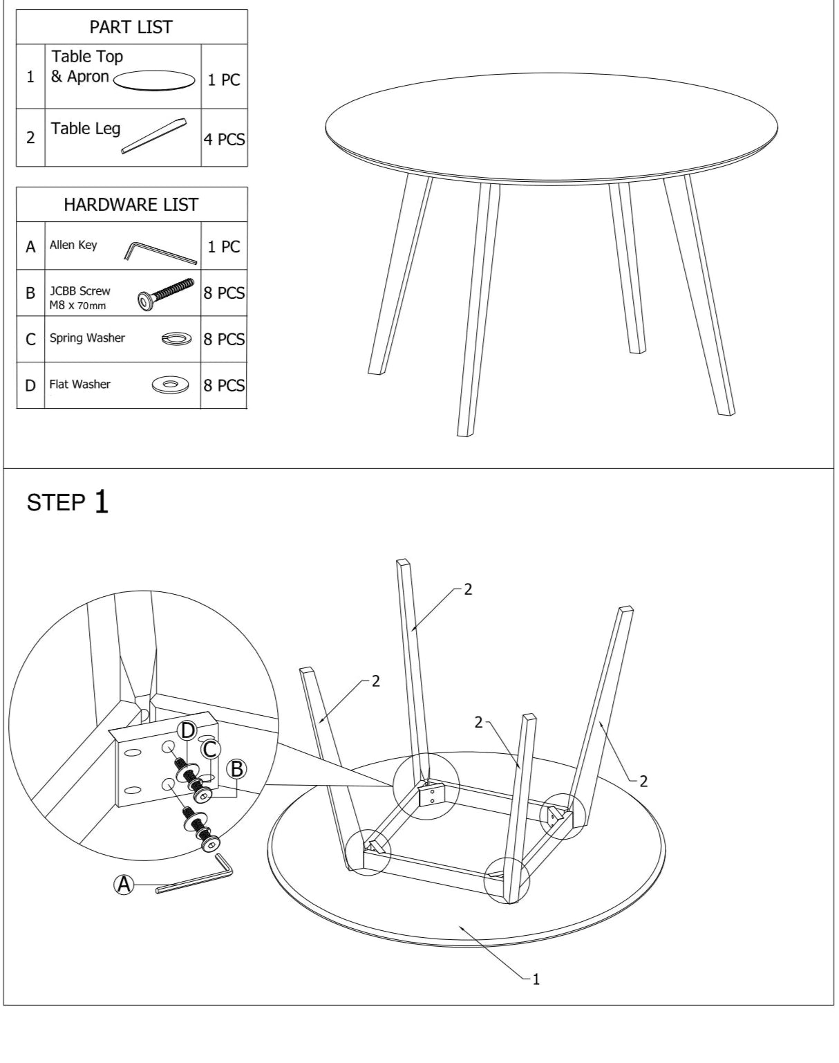 Aliana Dining set with 4 Virginia Beige Chairs (White)