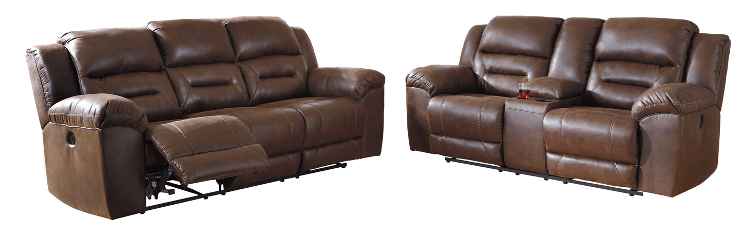 Stoneland Power Reclining Sofa and Loveseat - PKG001244