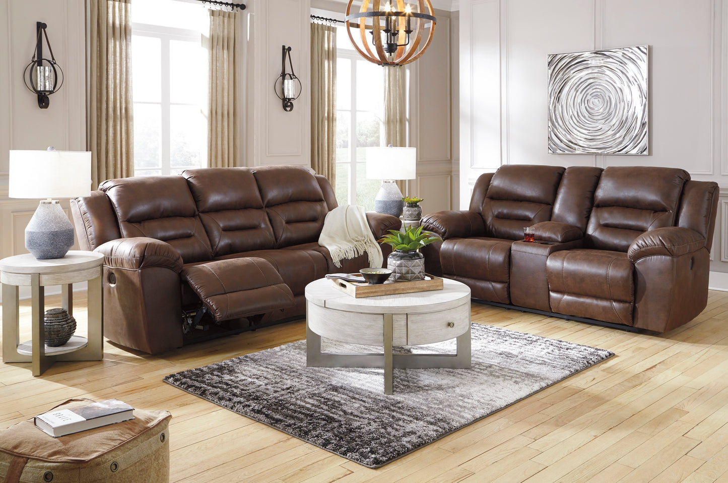 Stoneland Power Reclining Sofa and Loveseat - PKG001244
