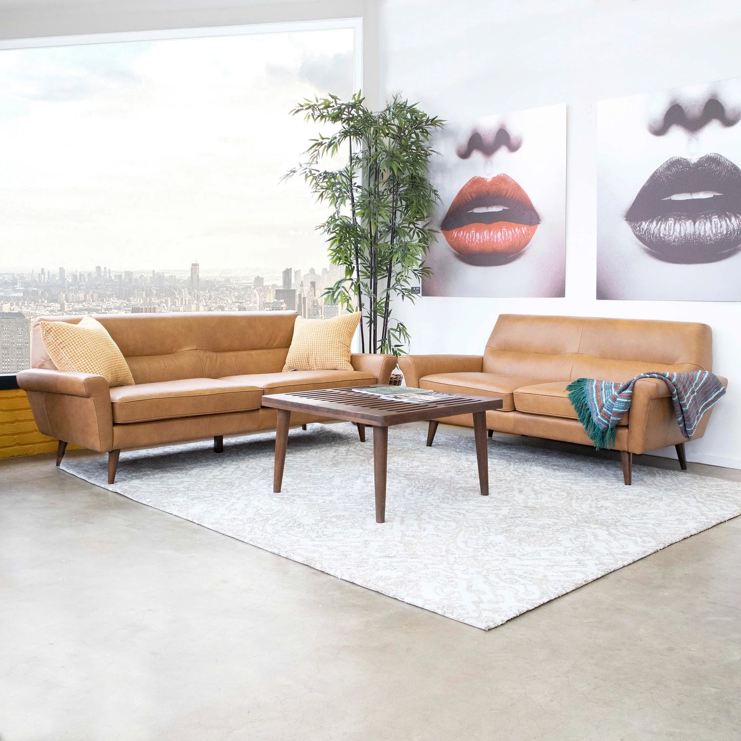Pena Leather Sofa (Tan)