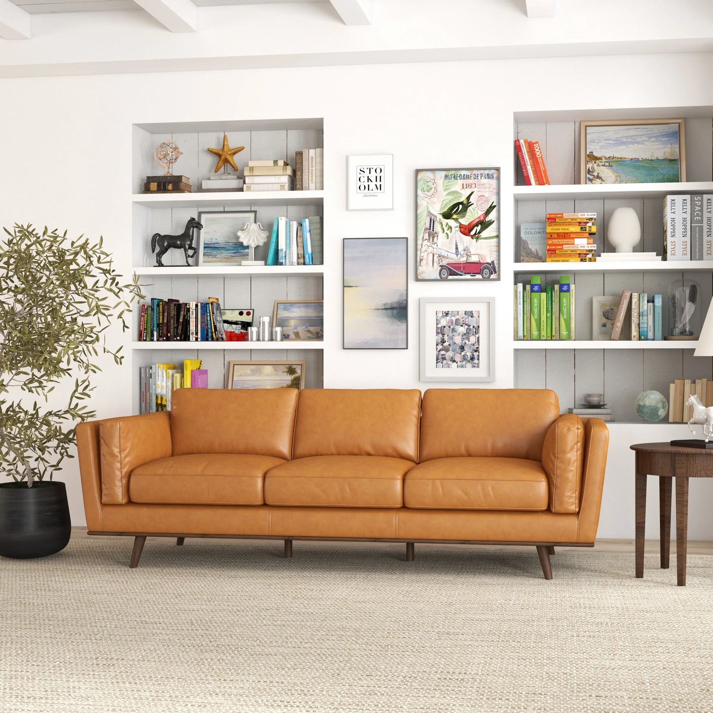 Ferre Leather Sofa (Tan)