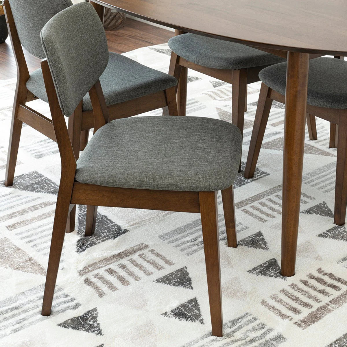 Rixos (Walnut) Oval Dining Set with 4 Abbot Dining Chairs