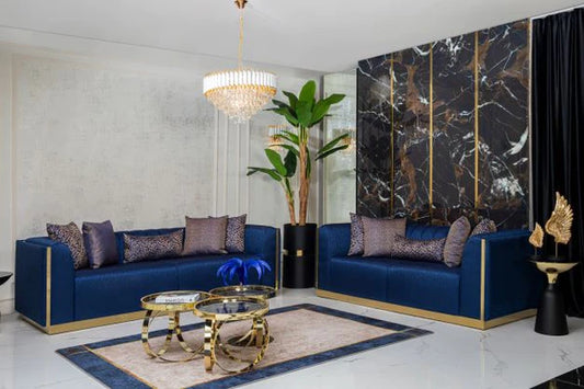 Harley Navy Velvet Sofa & Loveseat