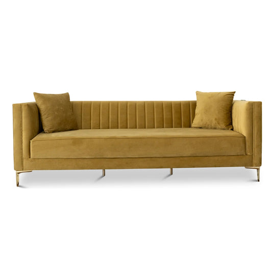 Kendra Sofa 91" (Yellow Mustard Velvet)