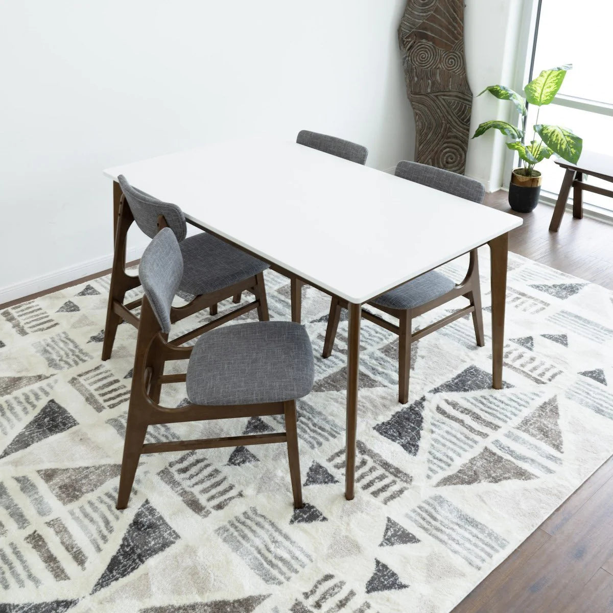 Selena Dining set with 4 Colins Grey Dining Chairs (White)