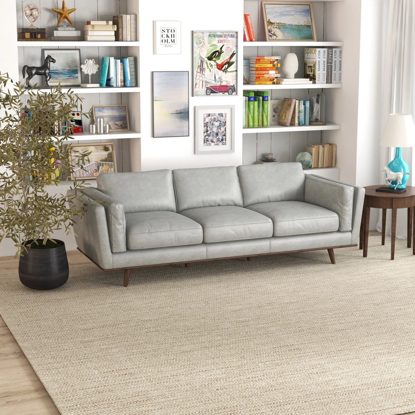 Ferre Leather Sofa (Grey)