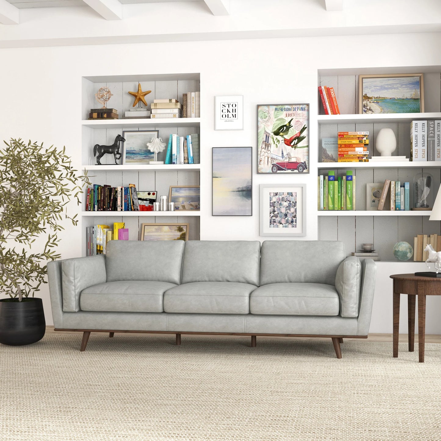 Ferre Leather Sofa (Grey)
