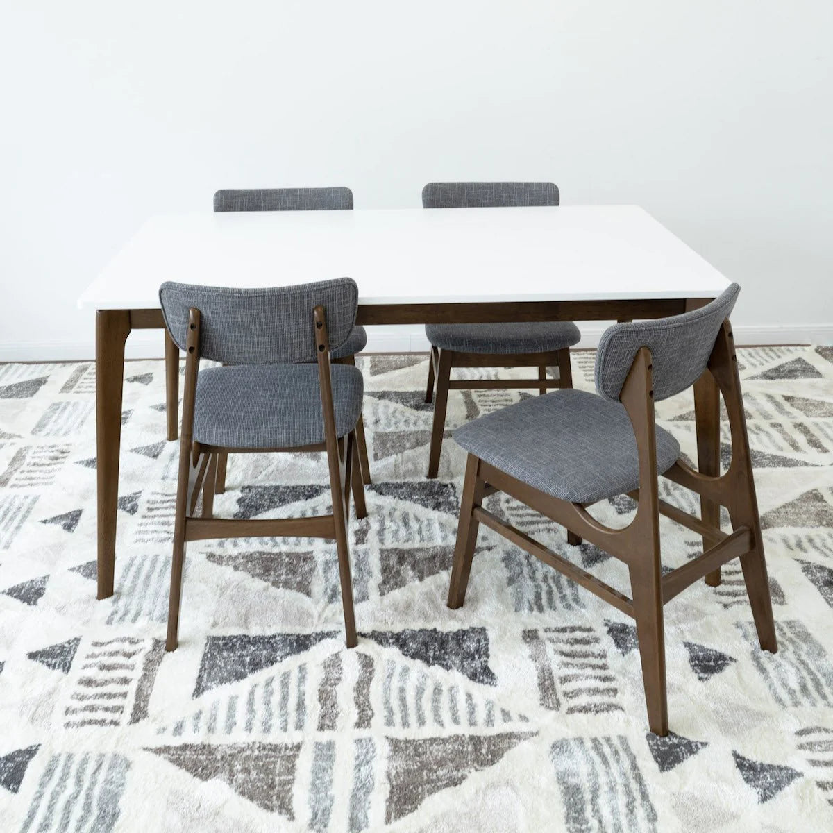 Selena Dining set with 4 Colins Grey Dining Chairs (White)