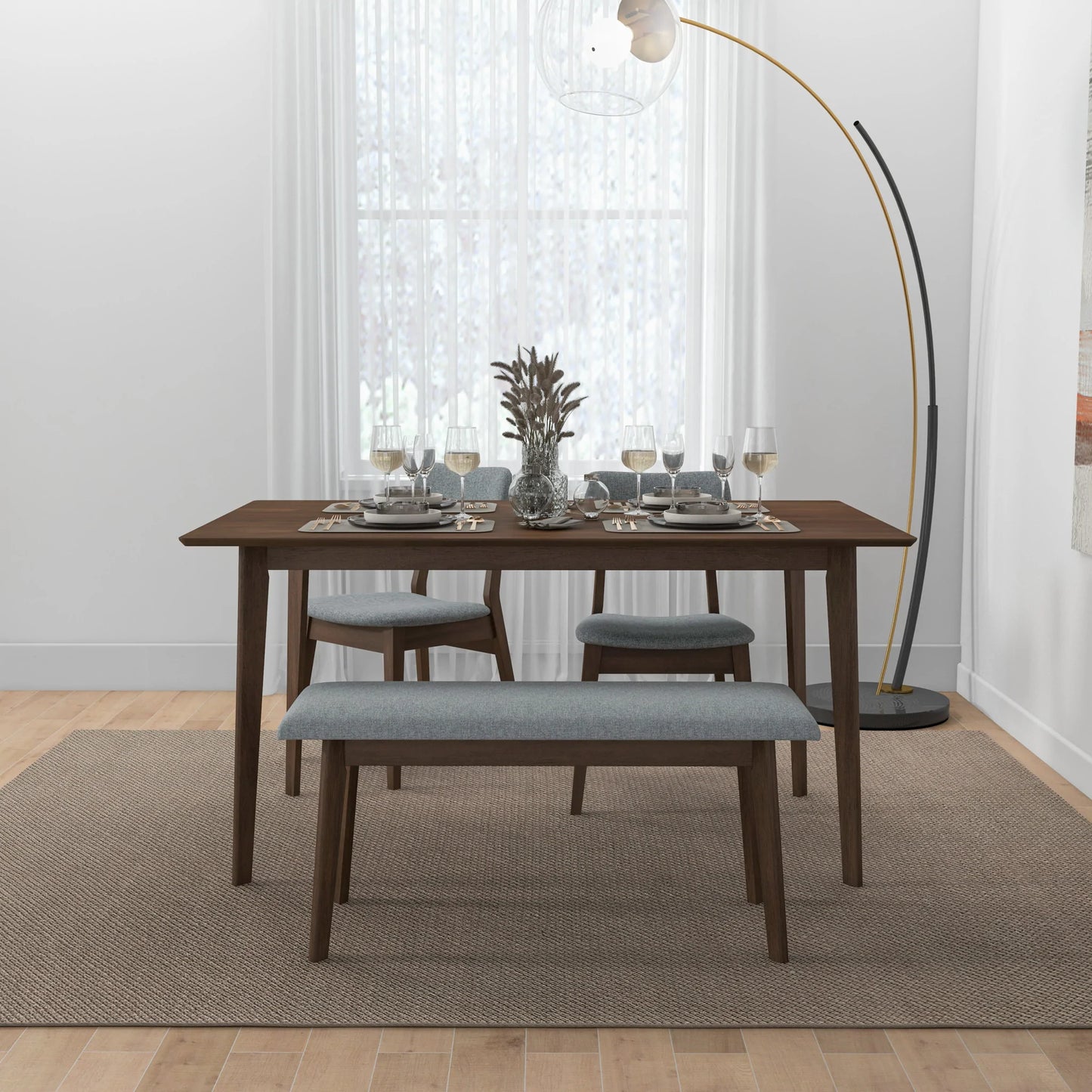 Abbott Dining set with 2 Abbott Chairs & 1 Abbott Bench Small