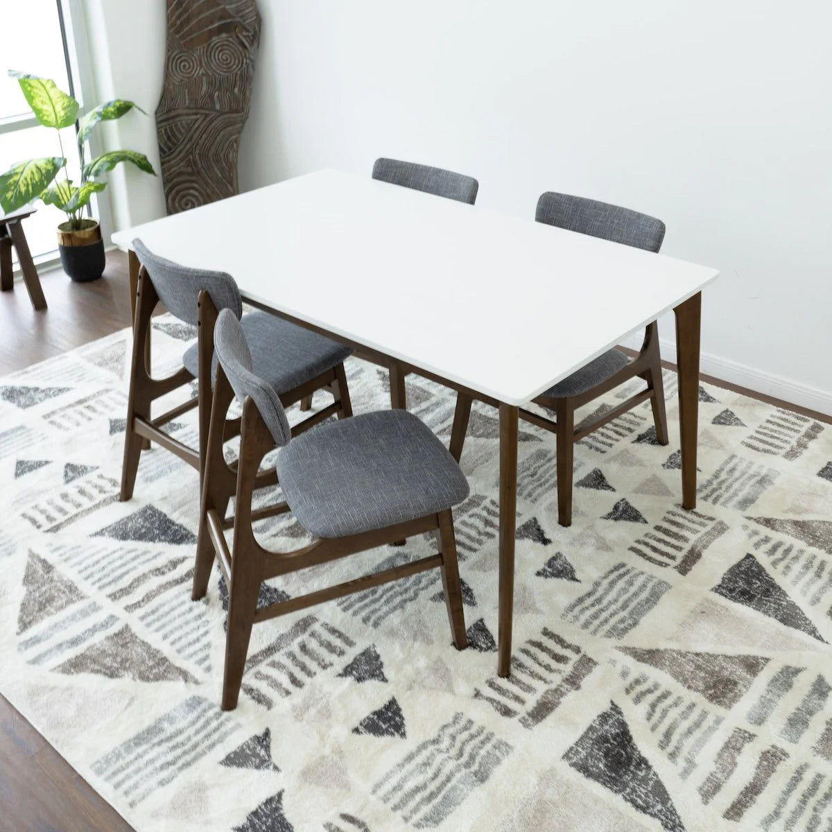 Selena Dining set with 4 Colins Grey Dining Chairs (White)