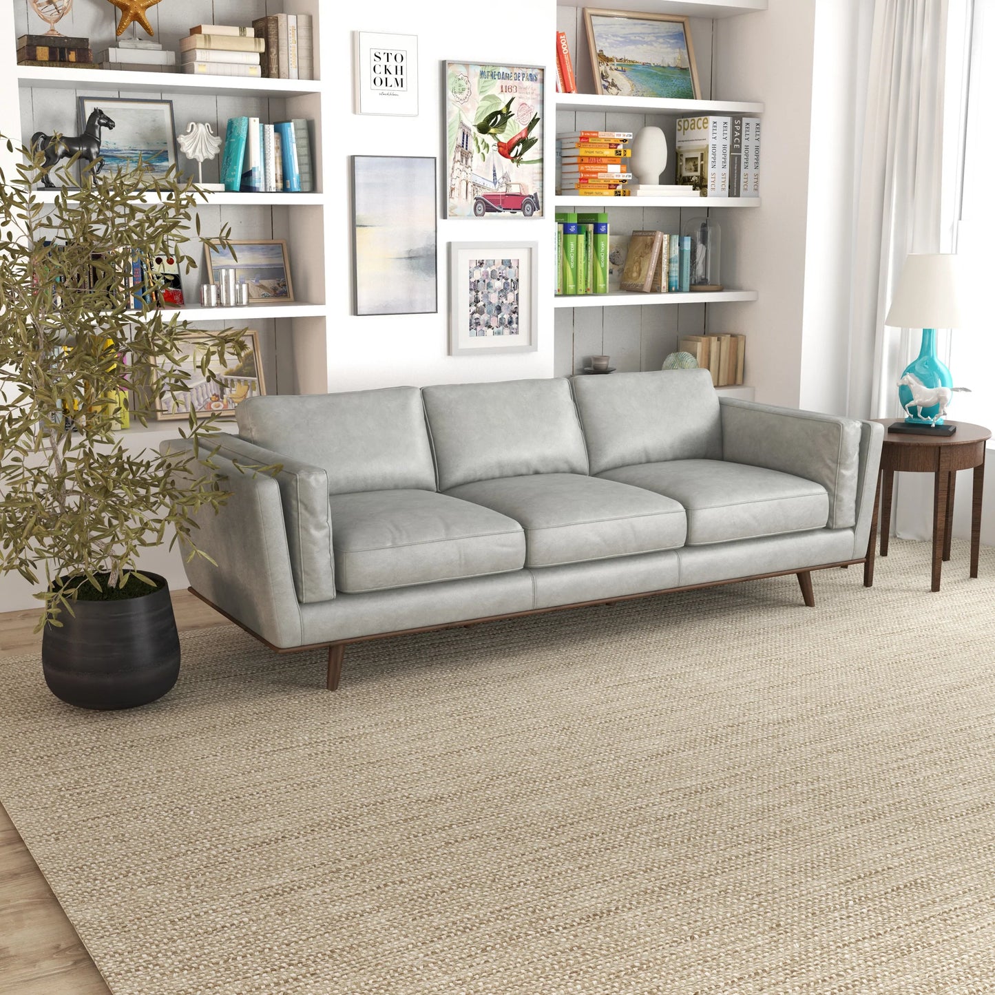 Ferre Leather Sofa (Grey)