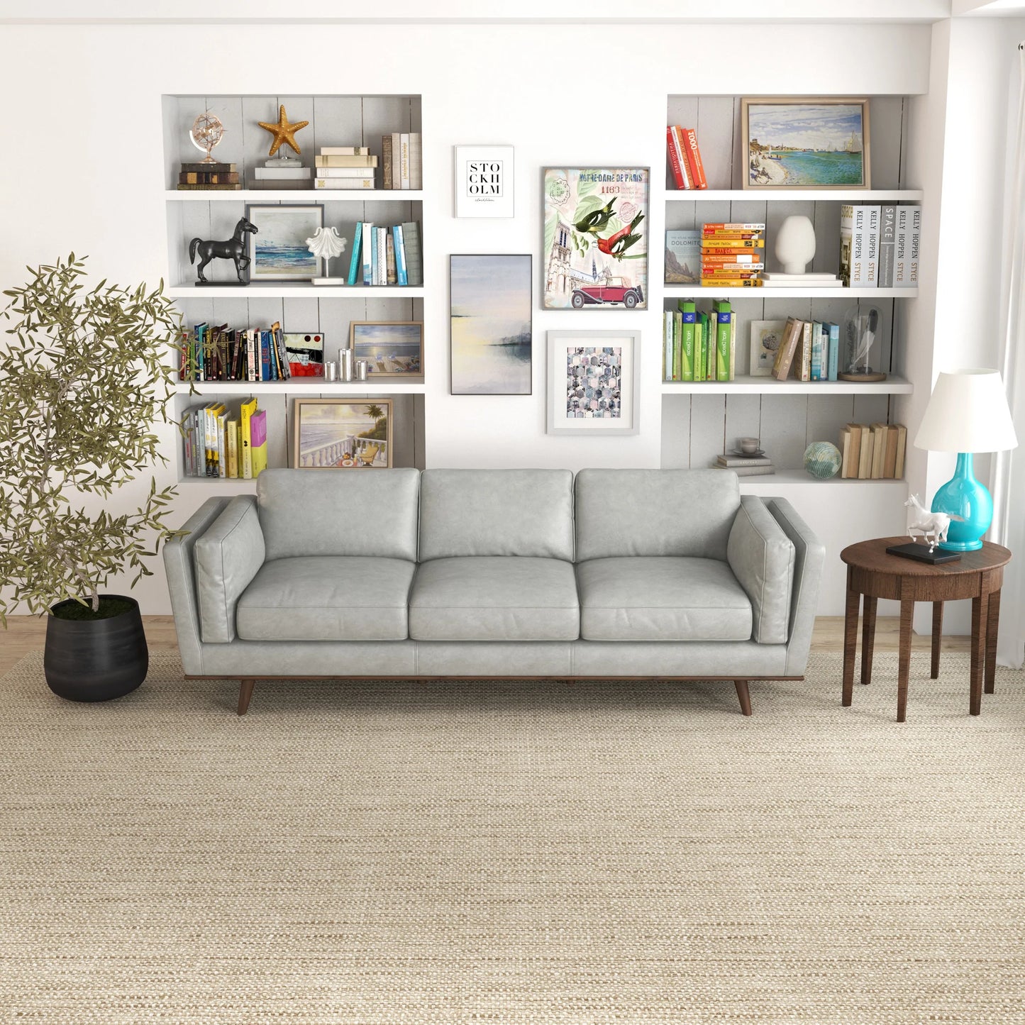 Ferre Leather Sofa (Grey)