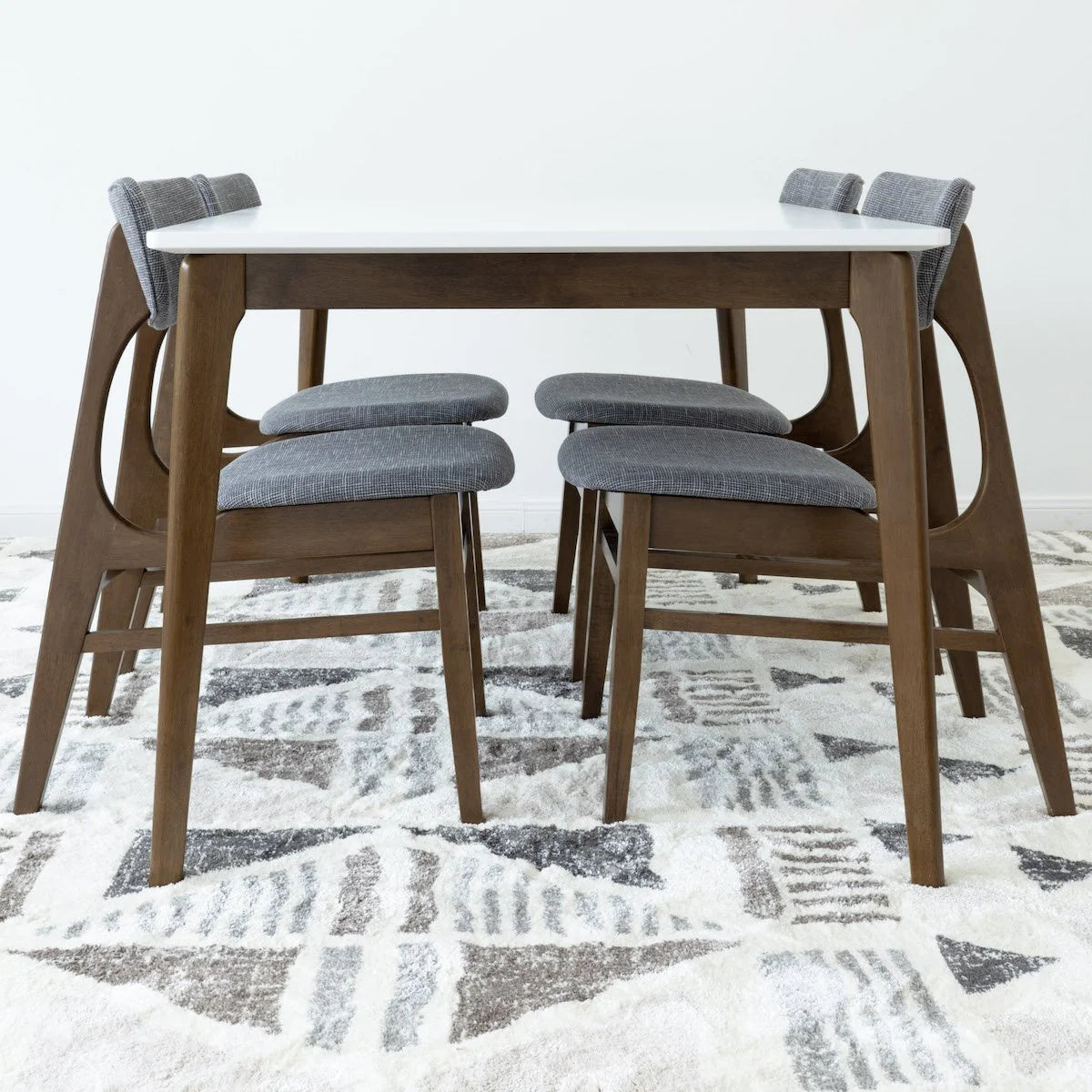 Selena Dining set with 4 Colins Grey Dining Chairs (White)