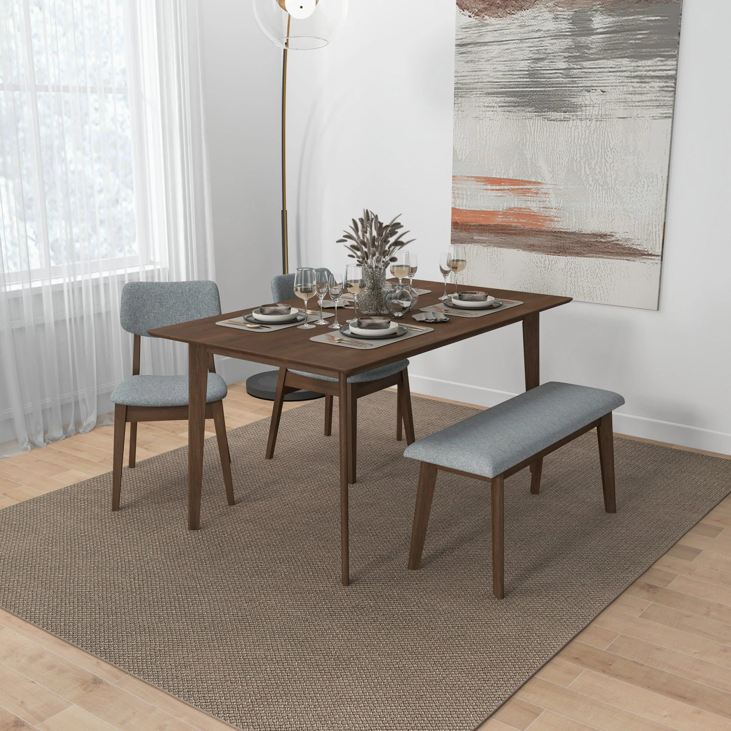 Abbott Dining set with 2 Abbott Chairs & 1 Abbott Bench Small