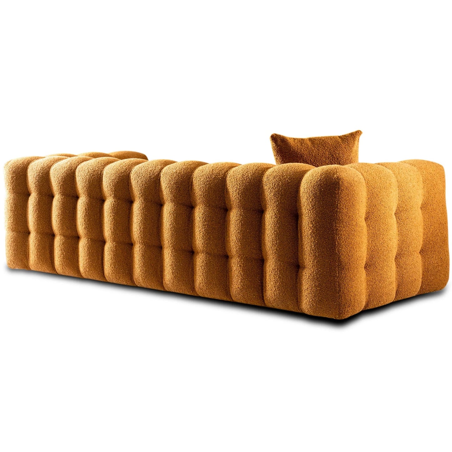 Puffydik Modern Sofa Boucle Fabric Couch in Orange