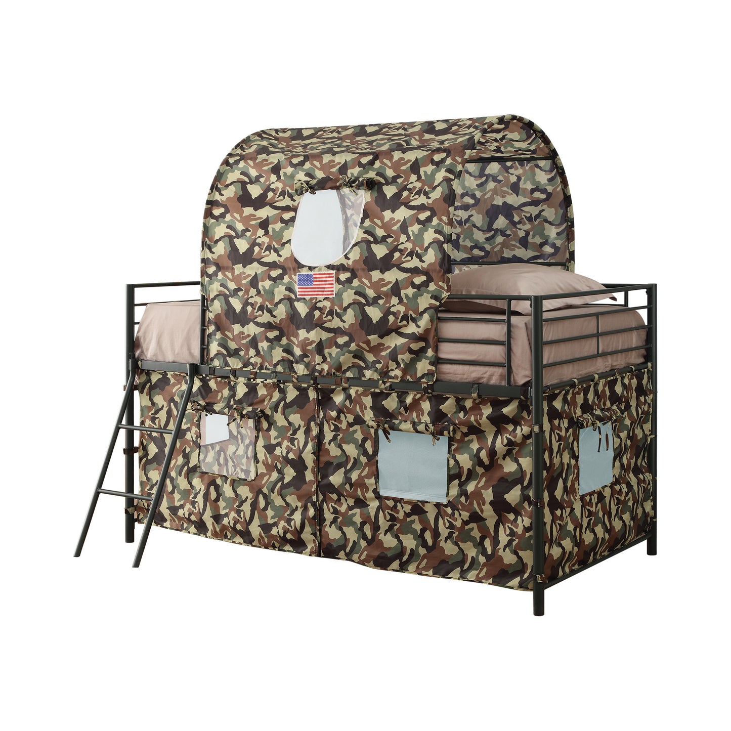 Camouflage Tent Loft Bed With Ladder Army Green - 460331
