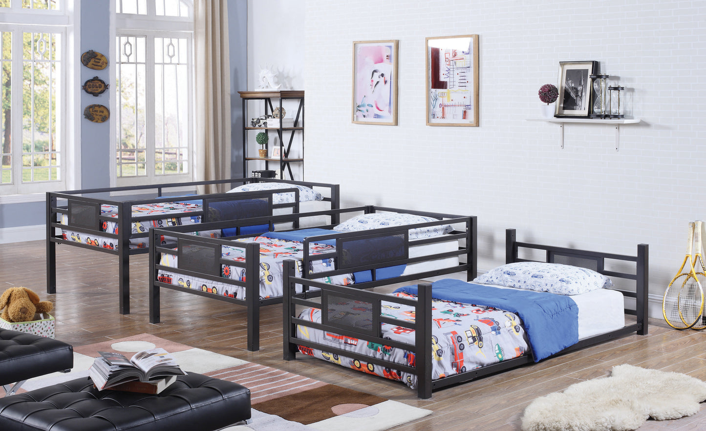 Rogen Full Triple Bunk Bed Dark Bronze Collection: Rogen - 460394F