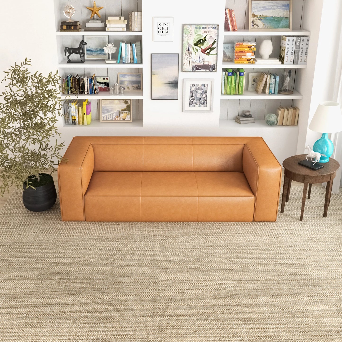Emerson Leather Sofa (Tan)