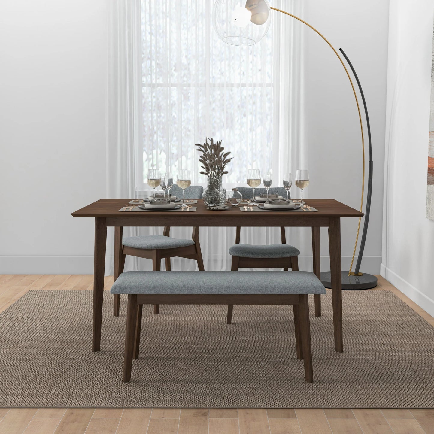 Abbott Dining set with 2 Abbott Chairs & 1 Abbott Bench Small
