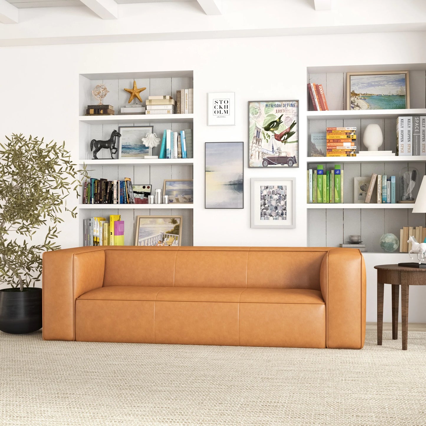 Emerson Leather Sofa (Tan)