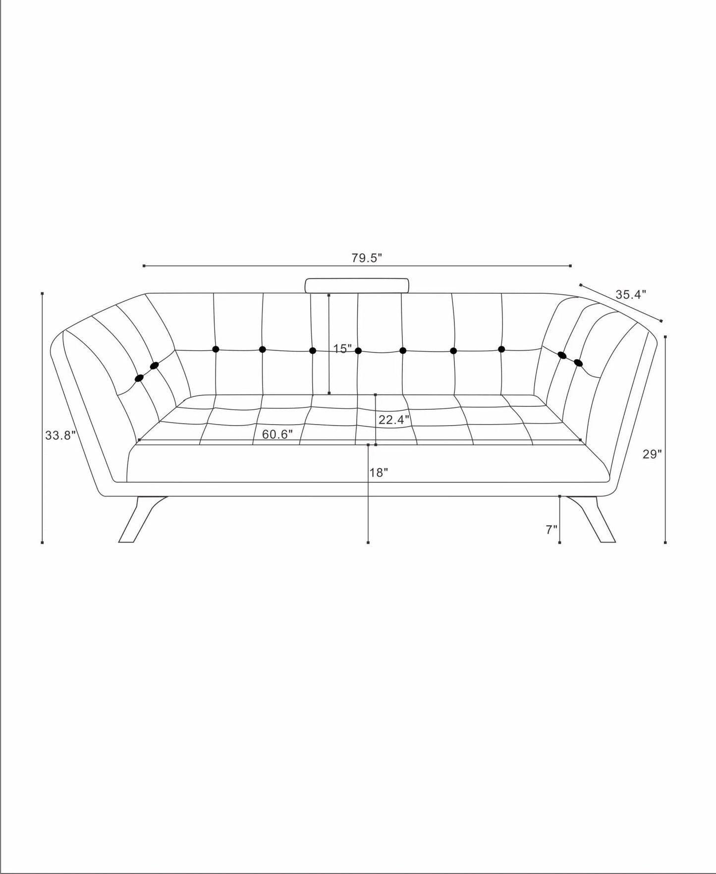 Kano Sofa (78"- Gold Velvet)