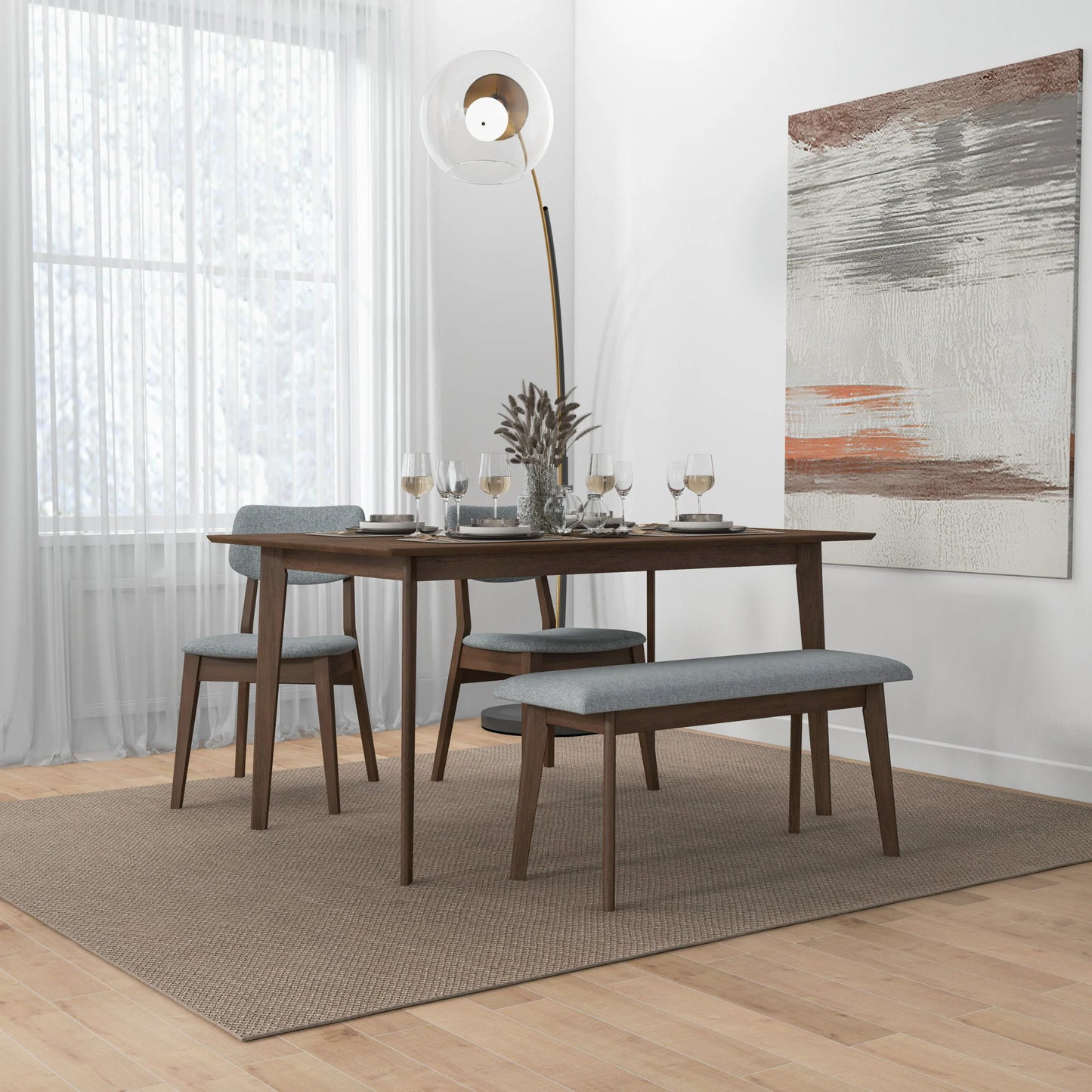 Abbott Dining set with 2 Abbott Chairs & 1 Abbott Bench Small