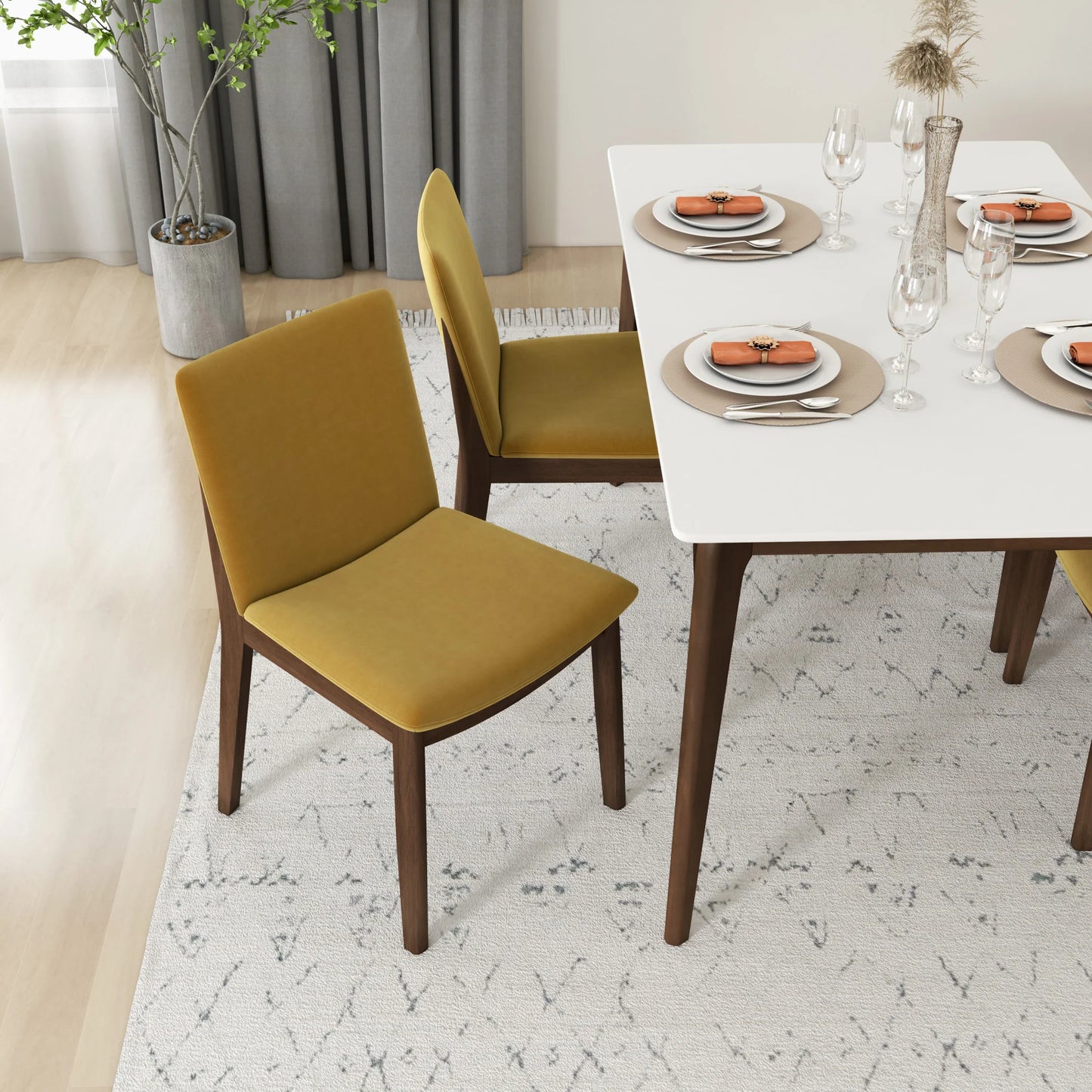 Virginia Dining Chair (Dark Yellow Velvet)
