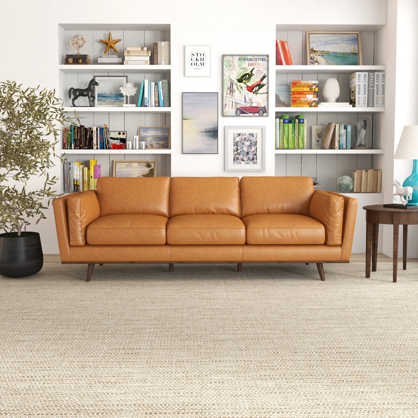 Ferre Leather Sofa (Tan)