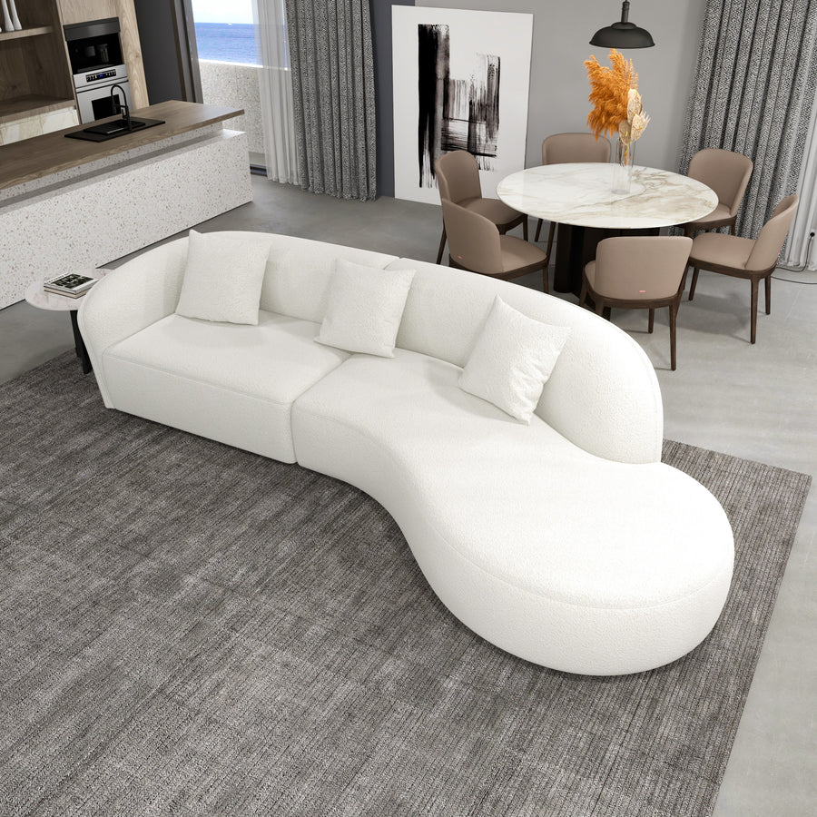Galleria Japandi Style Curvy Sectional Sofa (Ivory Boucle)