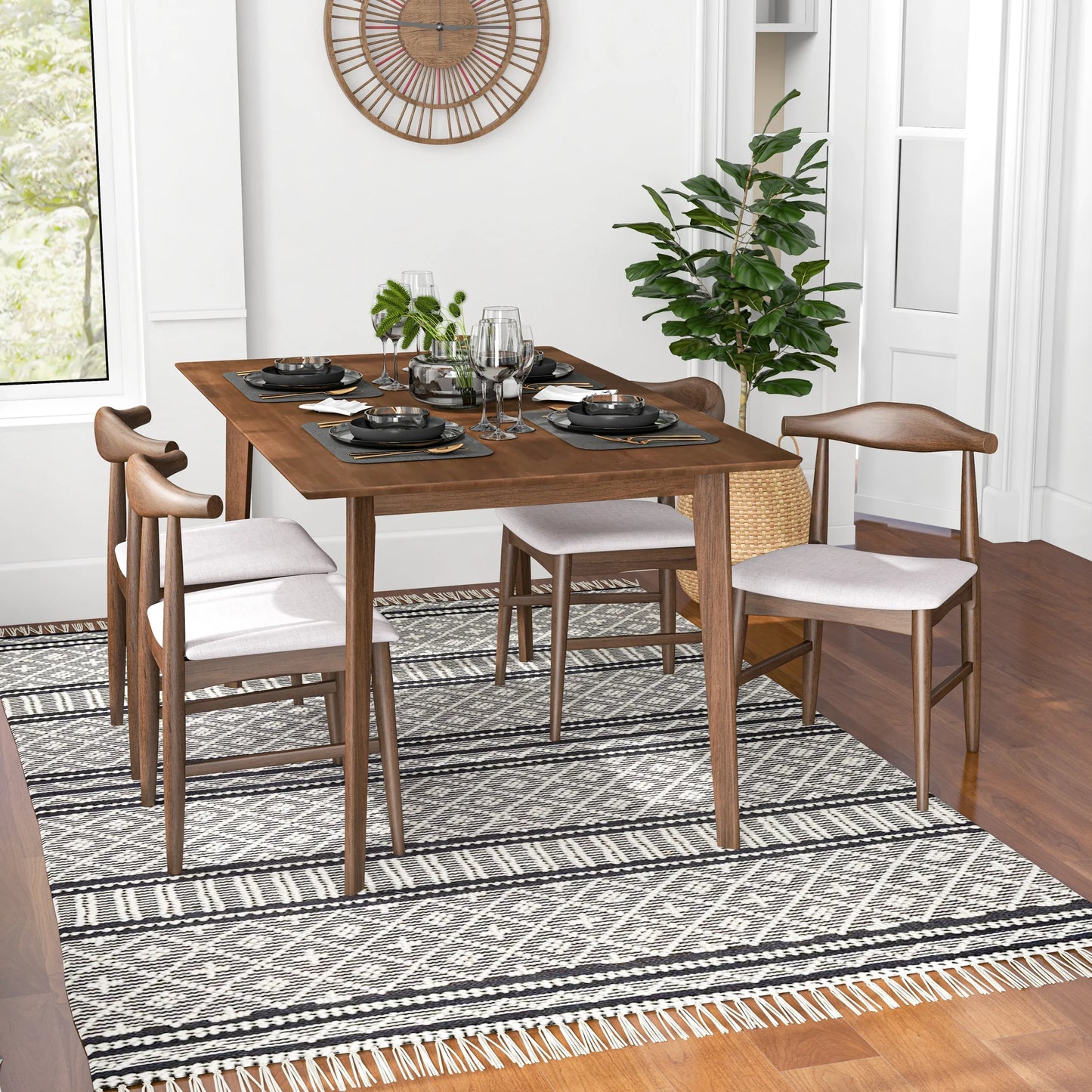Abbott Dining set with 4 Winston Beige Fabric Chairs (Small)