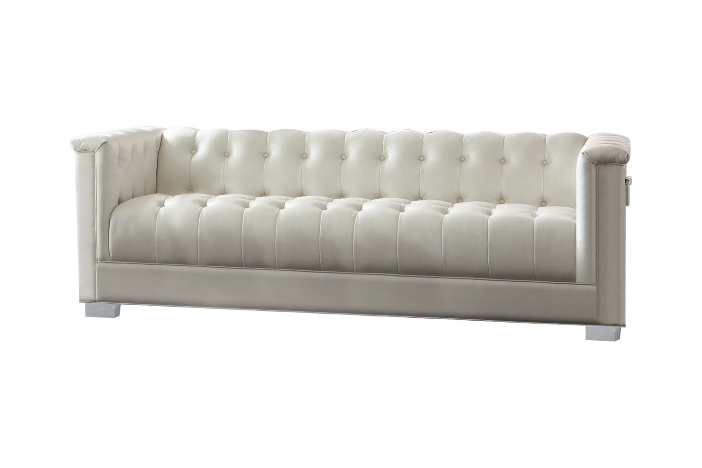 Chaviano Upholstered Tufted Living Room Set Pearl White - 505391-S3