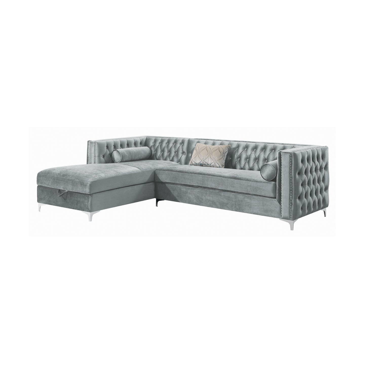 Bellaire Button-Tufted Upholstered Sectional Silver - 508280