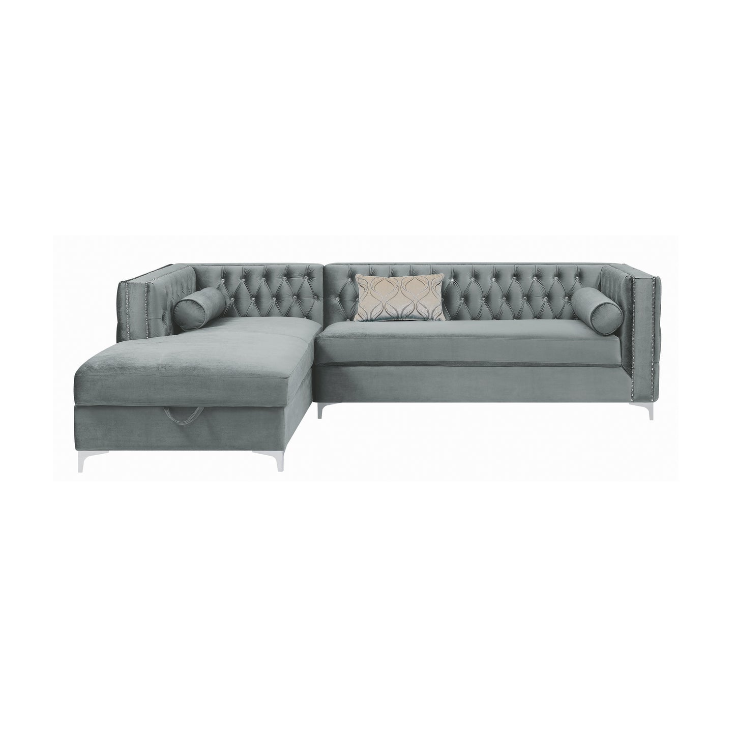 Bellaire Button-Tufted Upholstered Sectional Silver - 508280