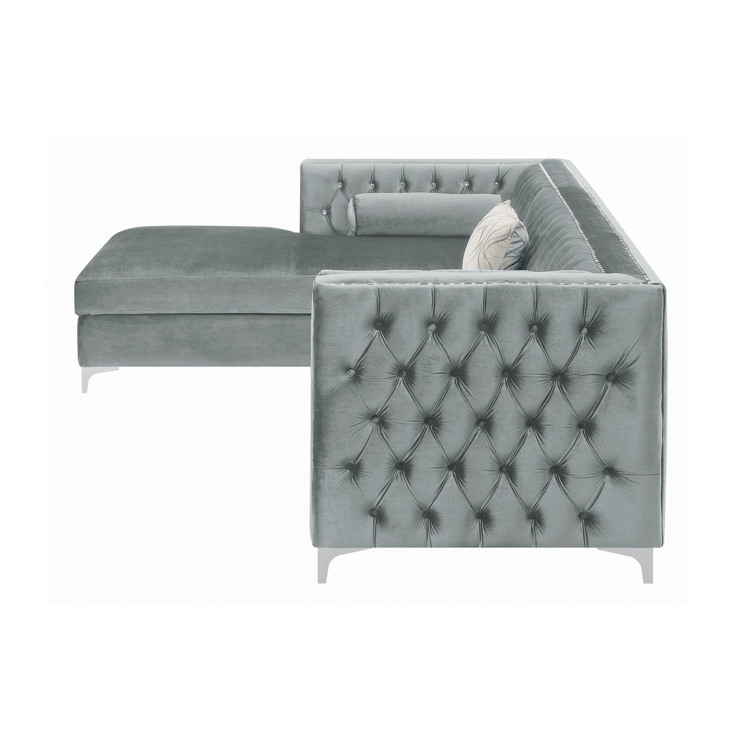Bellaire Button-Tufted Upholstered Sectional Silver - 508280