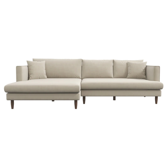 Delano L-Shaped Beige Velvet Sectional Sofa (Left&Right Facing Chaise)