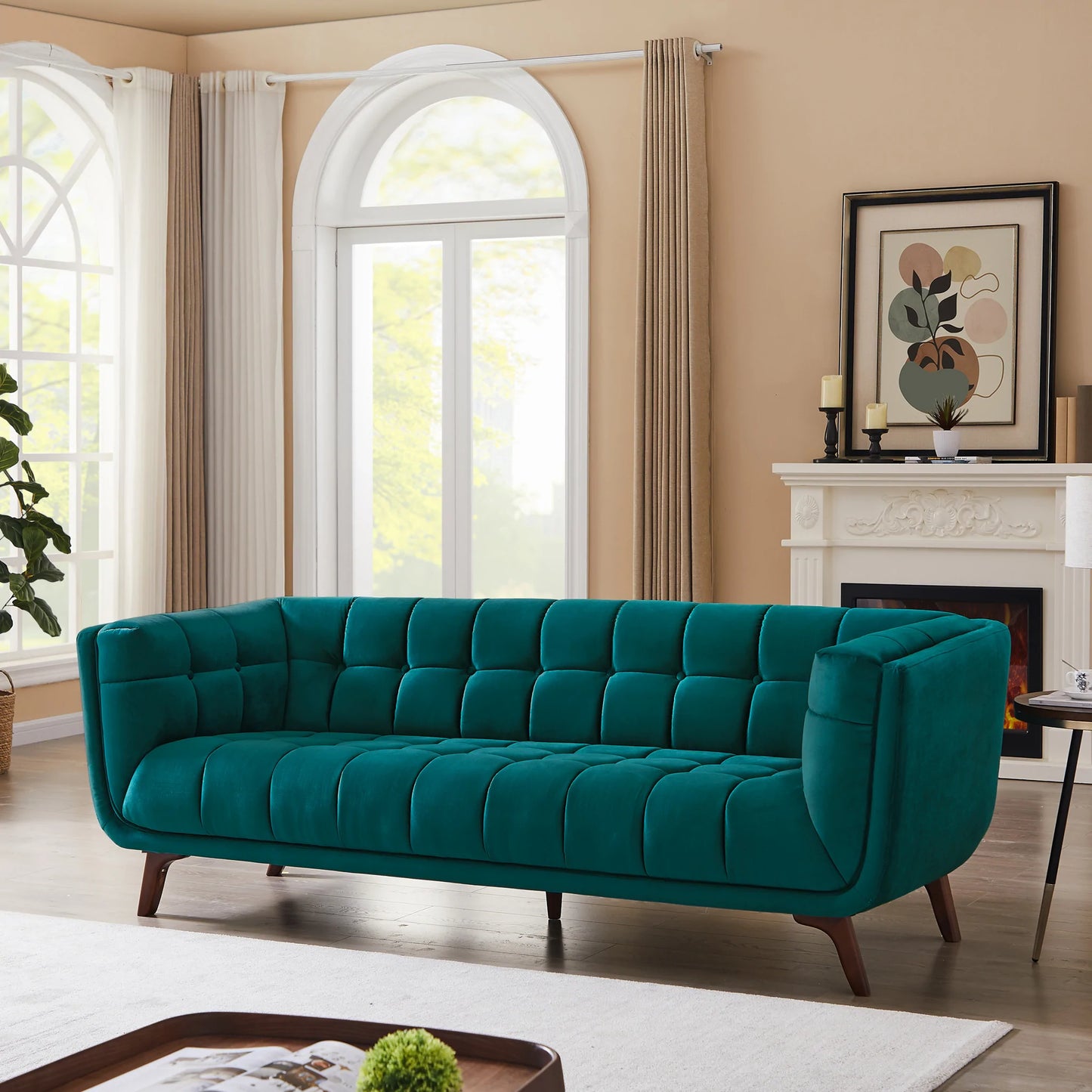 Kano Large Teal Velvet Sofa