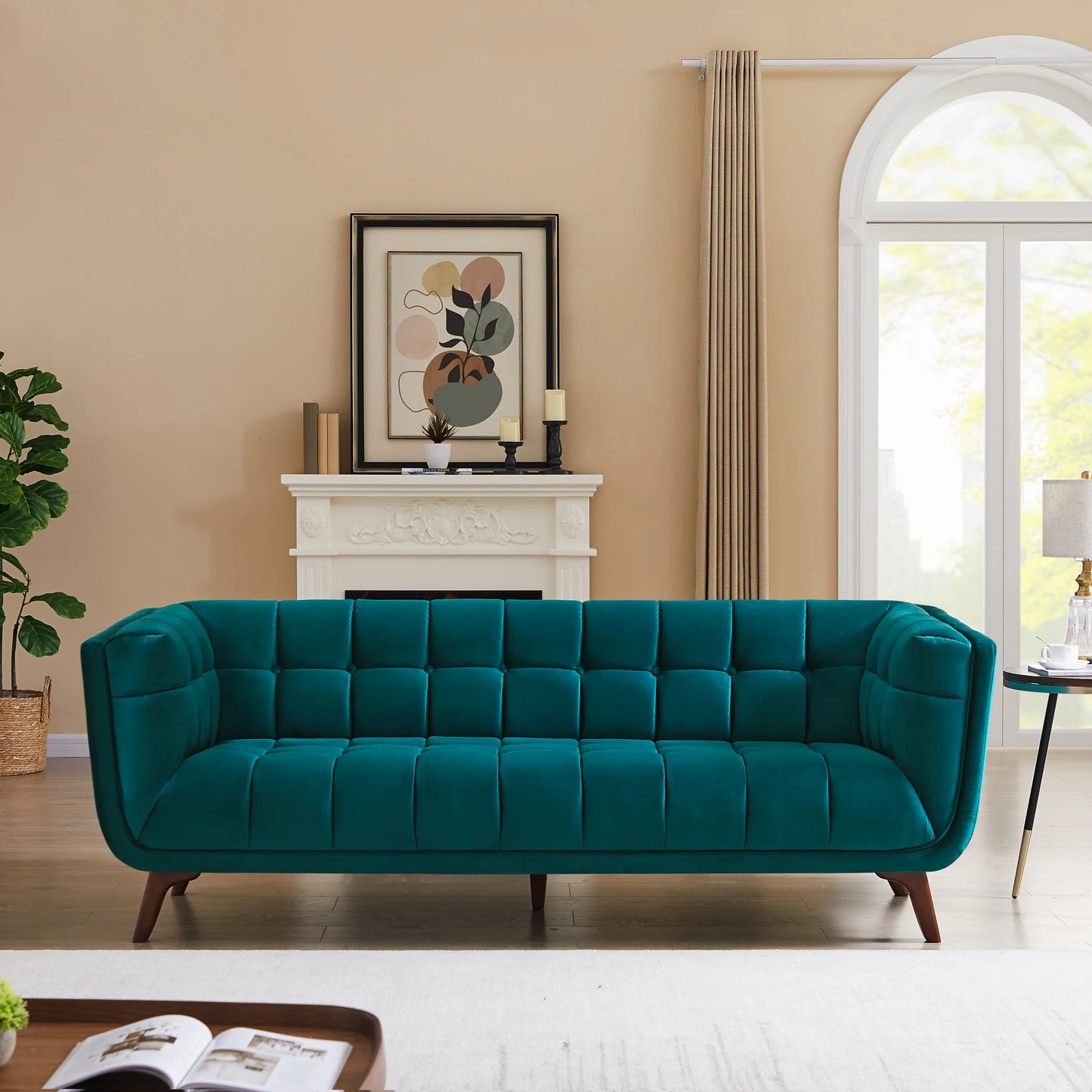 Kano Large Teal Velvet Sofa