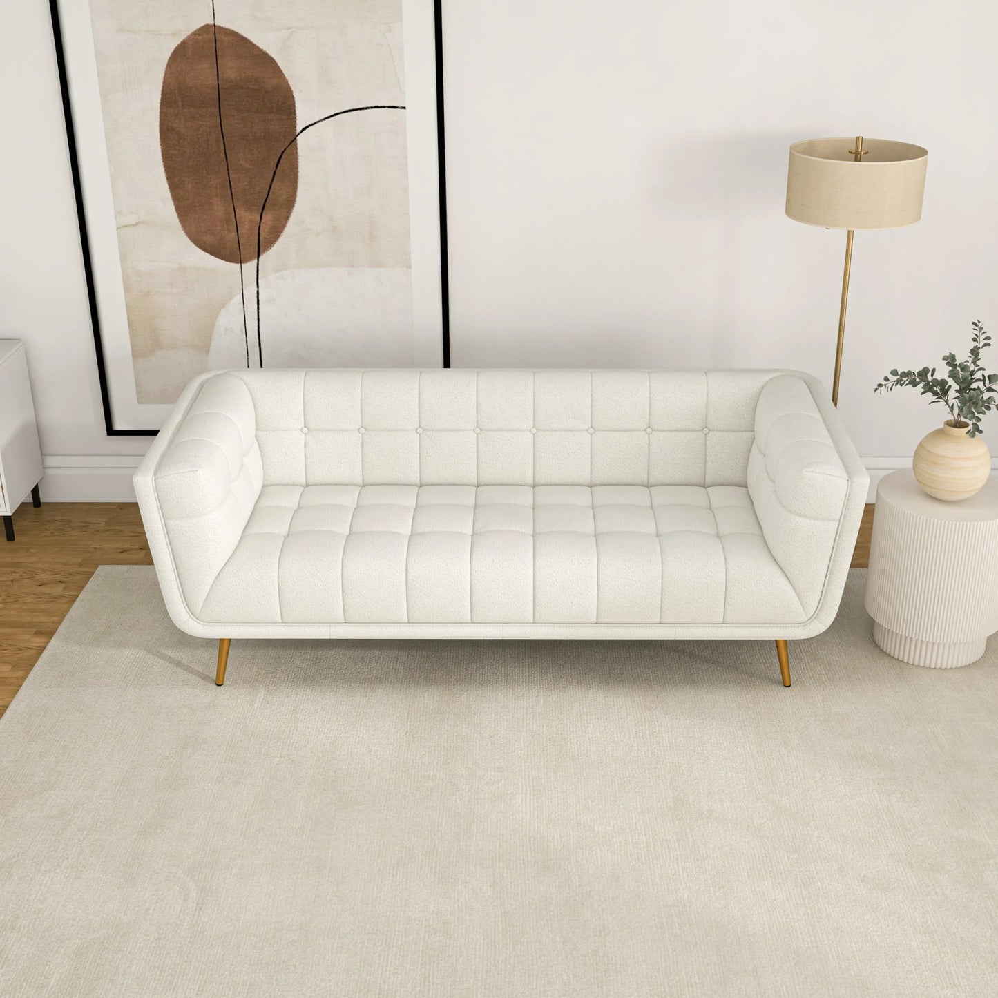 Kano Sofa (Large - Beige Boucle with Metal Feet)