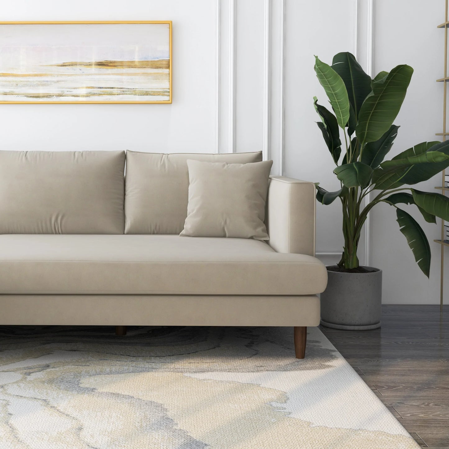 Delano L-Shaped Beige Velvet Sectional Sofa (Left&Right Facing Chaise)