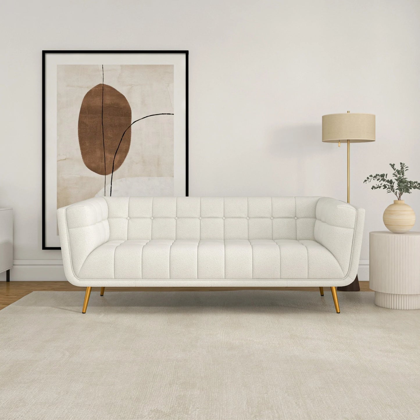 Kano Sofa (Large - Beige Boucle with Metal Feet)